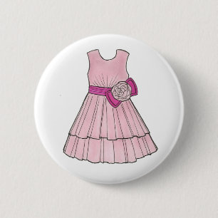 Badge Rond 5 Cm Robe de la fête de la mariée rose Flower Girl Styl