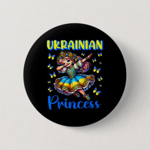 Badge Rond 5 Cm Robe drapeau de fille Dab Princesse ukrainienne Pa