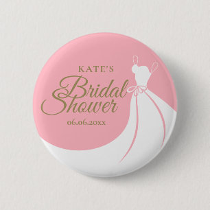 Badge Rond 5 Cm Robe Élégante Rose Pâle pour Mariage