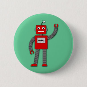 Badge Rond 5 Cm Robi le rétro bouton de robot