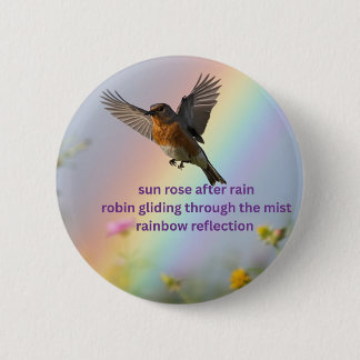 Badge Rond 5 Cm Robin Arc-en-ciel