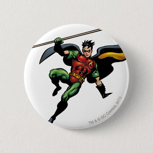 Badge Rond 5 Cm Robin avec le personnel (Devant)