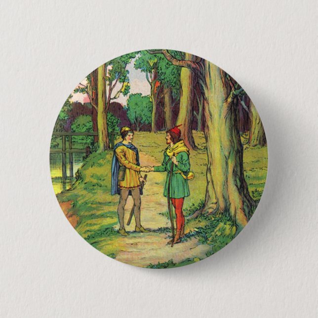Badge Rond 5 Cm Robin des Bois et Petit Jean  (Devant)