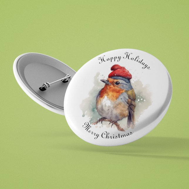 Badge Rond 5 Cm Robin Winter Delight, sur mesure (Créateur téléchargé)
