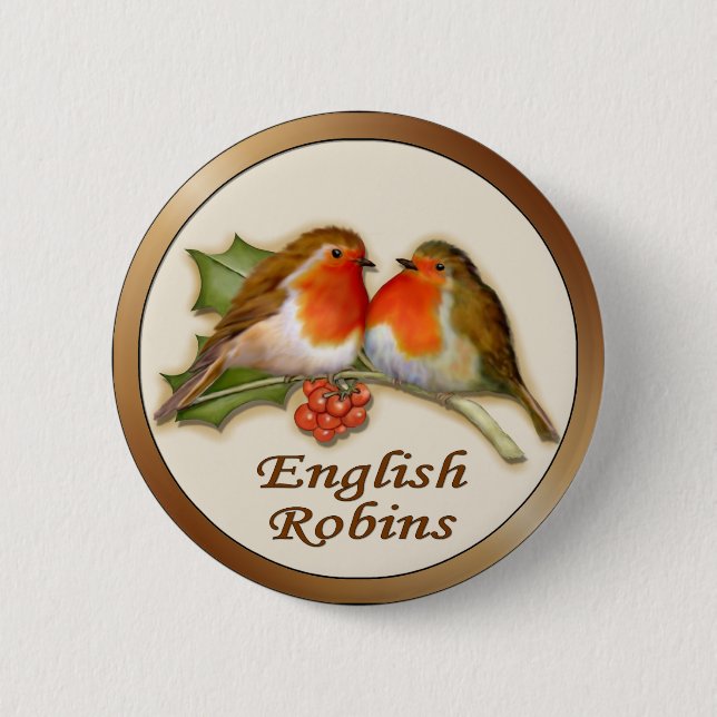 Badge Rond 5 Cm Robins anglais (Devant)