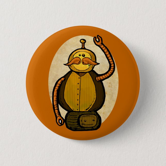 Badge Rond 5 Cm Robot antique de Steambot (Devant)