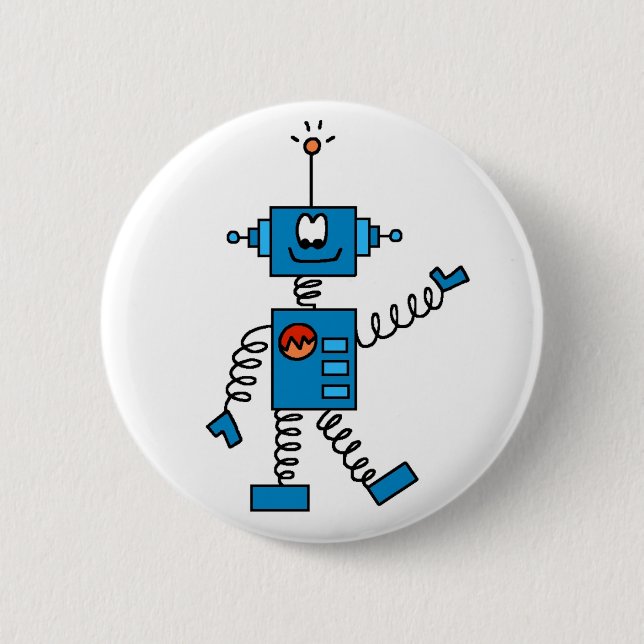 Badge Rond 5 Cm Robot bleu (Devant)