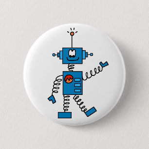 Badge Rond 5 Cm Robot bleu
