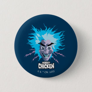 Badge Rond 5 Cm Robot chicken Scientist Head Graphic