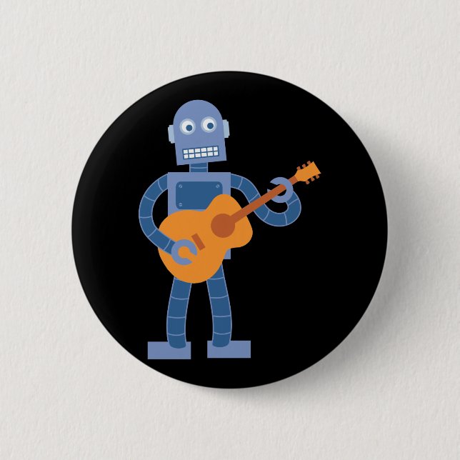 Badge Rond 5 Cm Robot de guitare (Devant)