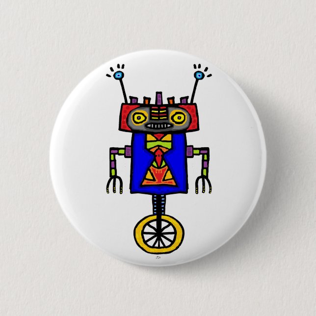 Badge Rond 5 Cm Robot de monocycle (Devant)