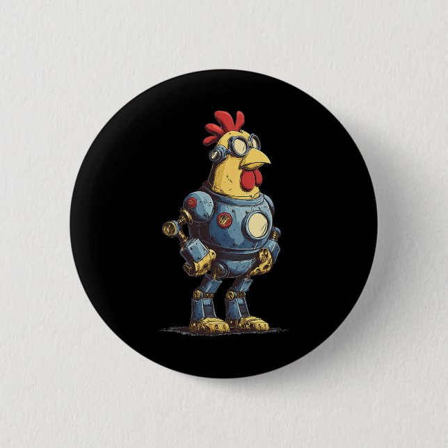 Badge Rond 5 Cm Robot de poulet incroyable pour les amoureux des a (Devant)