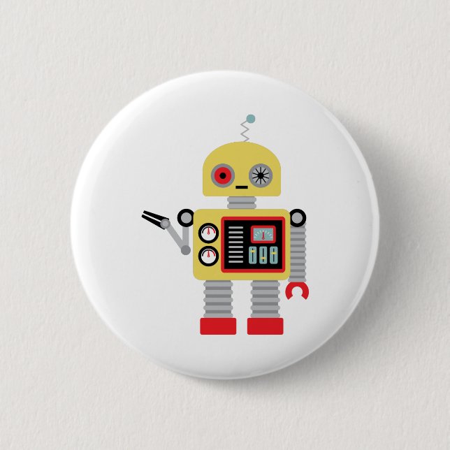 Badge Rond 5 Cm Robot jaune (Devant)