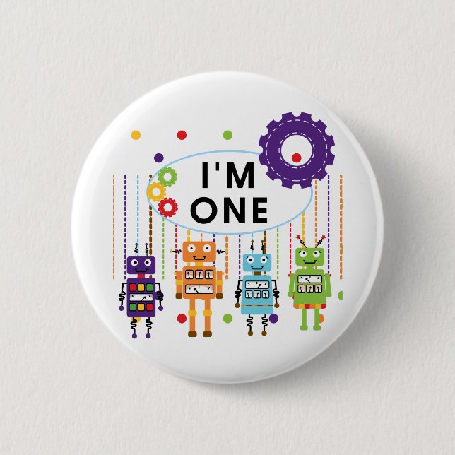 Badge Rond 5 Cm Robot Tshirts et cadeaux d'anniversaire (Devant)