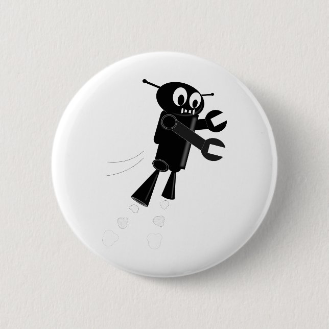 Badge Rond 5 Cm Robot volant noir (Devant)