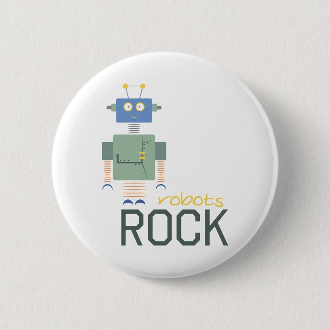 Badge Rond 5 Cm Robots Rock (Devant)