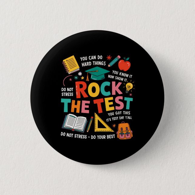 Badge Rond 5 Cm Roc de l'épreuve Drôle de journée de test Professe (Devant)