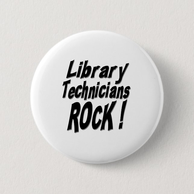 Badge Rond 5 Cm Roche de techniciens de bibliothèque ! Bouton (Devant)