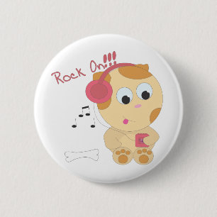 Badge Rond 5 Cm Roche sur le chiot