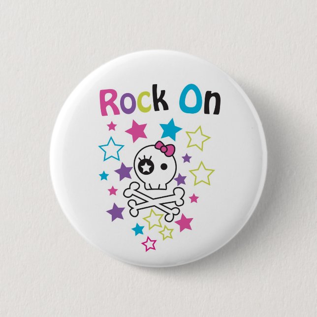 BADGE ROND 5 CM ROCHE SUR LES CRÂNES ET LES OS MIGNONS POUR DES (Devant)
