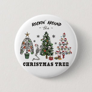 Badge Rond 5 Cm Rocher Autour De L'Arbre De Noël