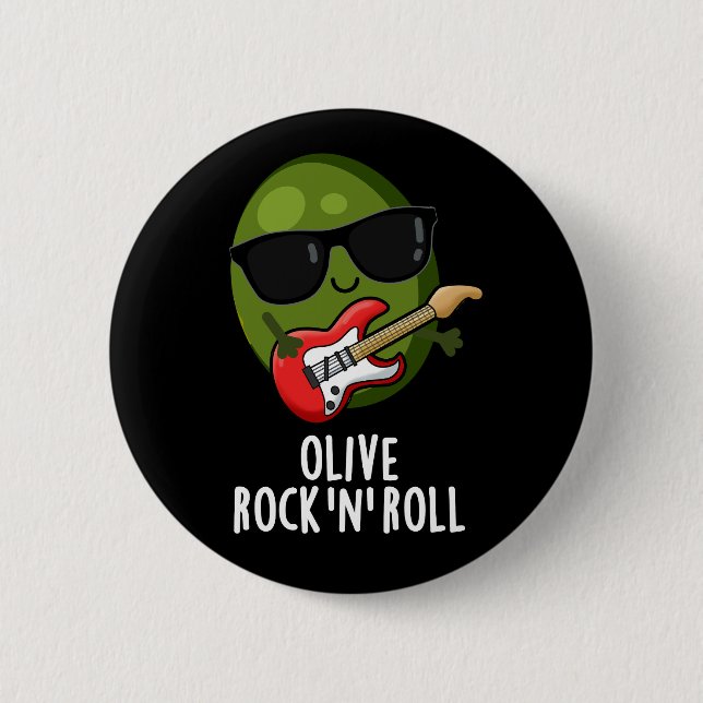 Badge Rond 5 Cm Rocher D'Olive Et Rouleau Funny Rocker Pun D'Olive (Devant)