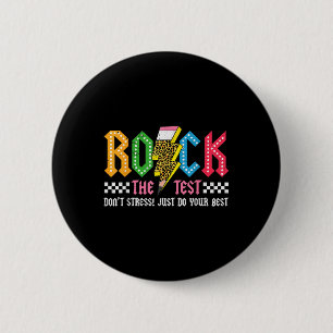 Badge Rond 5 Cm Rocher Le Jour De Test De Ne Pas Stress Abcd Alpha