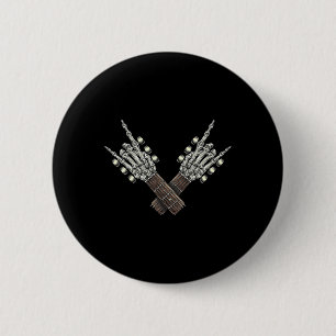 Badge Rond 5 Cm Rocher Sur La Guitare Cou Rock Et Rouler Halloween