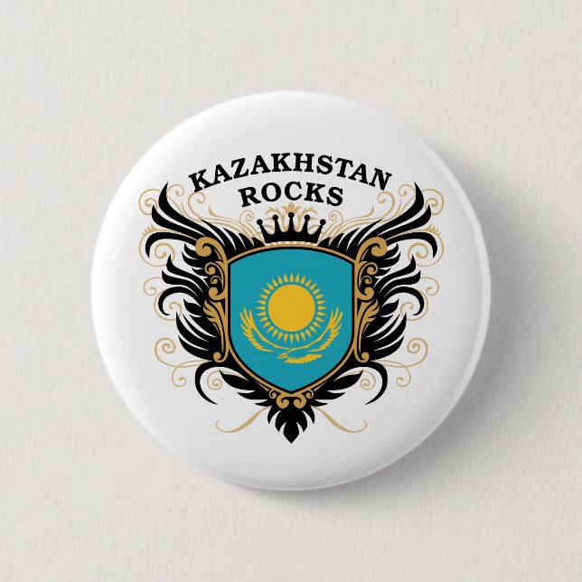 Badge Rond 5 Cm Roches de Kazakhstan (Devant)