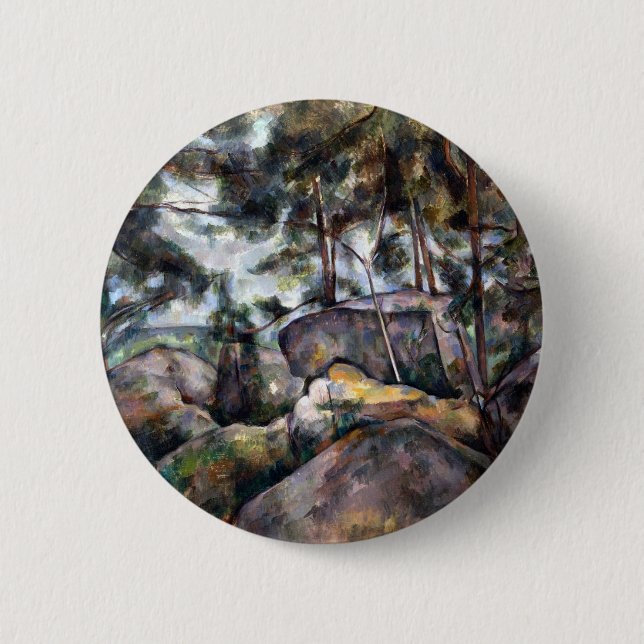 Badge Rond 5 Cm Roches de Paul Cezanne dans la forêt (Devant)