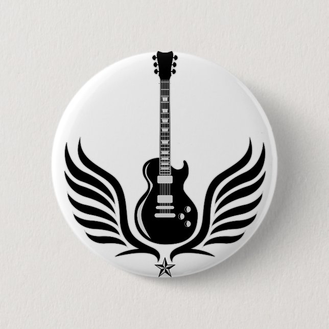 Badge Rond 5 Cm rock and roll electric guitar witar (Devant)