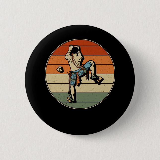 Badge Rond 5 Cm Rock Climbing Indoor Retro Mountain Climber (Devant)