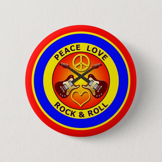 BADGE ROND 5 CM ROCK D'AMOUR DE PAIX (Devant)