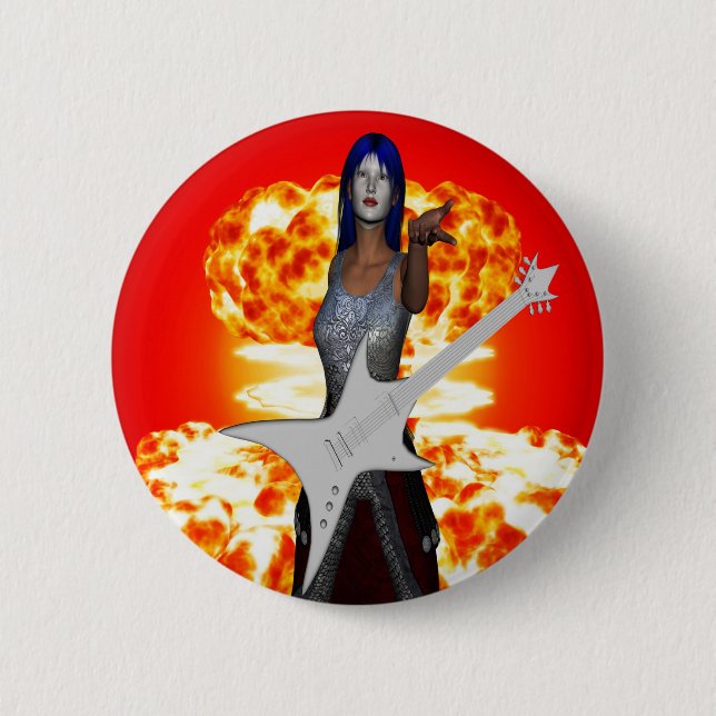 Badge Rond 5 Cm Rock et Roll (Devant)