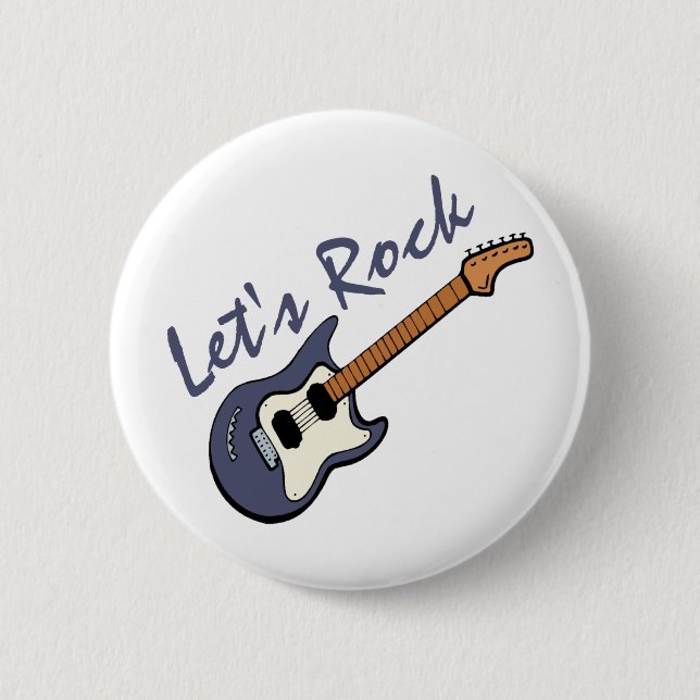 Badge Rond 5 Cm Rock Guitar (Devant)