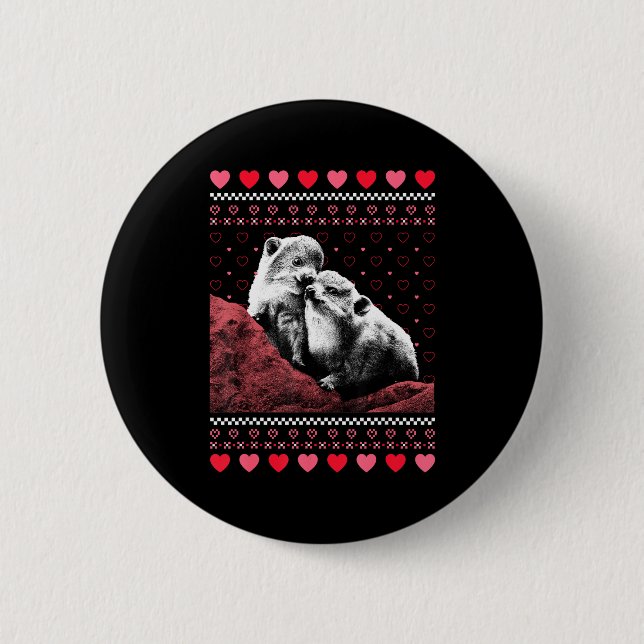 Badge Rond 5 Cm Rock Hyrax Valentine's Day Ugly Sweater Style  (Devant)