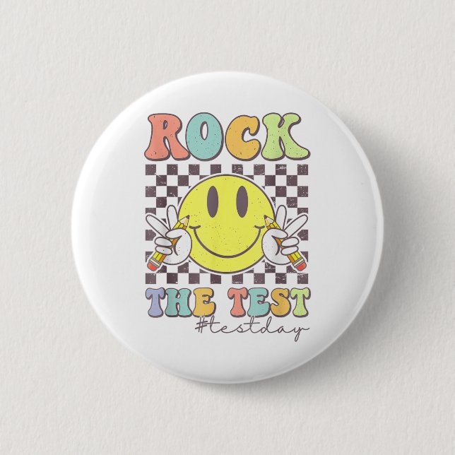 Badge Rond 5 Cm Rock Le Test Test Tester Enseignant Motivation (Devant)