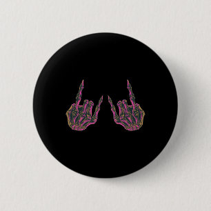 Badge Rond 5 Cm Rock On Rock Star Buddy Concert - Halloween Skelet