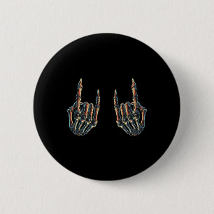 Badge Rond 5 Cm Rock On Rock Star Skeleton Hands - Concert Bynd Gr