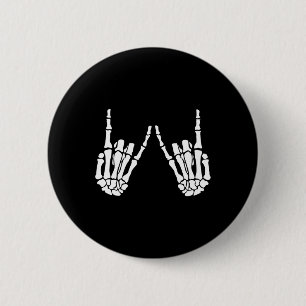 Badge Rond 5 Cm Rock On Rock Star Skeleton Mains Halloween Costume