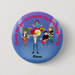 Badge Rond 5 Cm Rock Star Girl Band Anniversaire