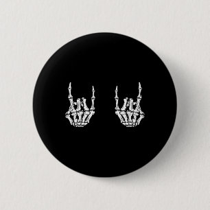 Badge Rond 5 Cm Rock Star Rock Skeleton Hands Rocker Funny Hall