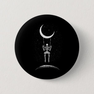 Badge Rond 5 Cm Rock Sur Skeleton Moon Rock Et Roll Men Women Rock