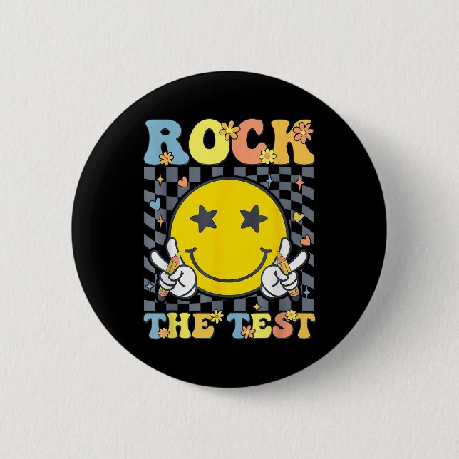 Badge Rond 5 Cm Rock The Test Test Day Enseignant (Devant)