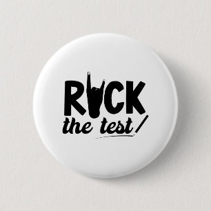 Badge Rond 5 Cm Rock The Test Test Test Examen Jour Pour L'Étudian