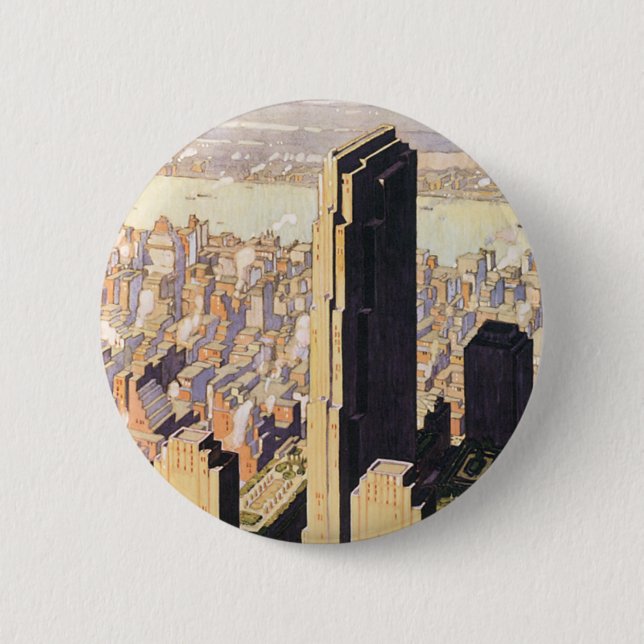 Badge Rond 5 Cm Rockefeller Center New York (Devant)