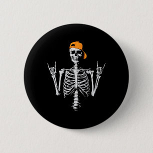 Badge Rond 5 Cm Rocker Skeleton Casquette Skin Cool Halloween Punk