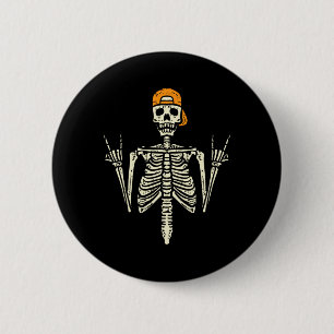 Badge Rond 5 Cm Rocker Skeleton Casquette Skin Cool Halloween Punk