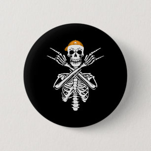 Badge Rond 5 Cm Rocker Skeleton Patinage Casquette Halloween Hand