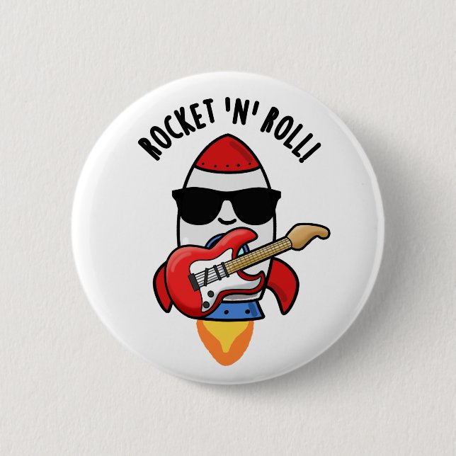 Badge Rond 5 Cm Rocket Et Rouleau Drôle Rocket Pun (Devant)